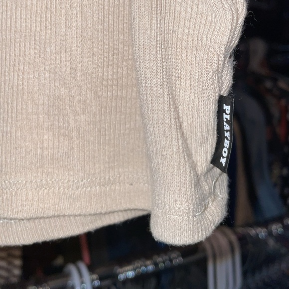 Playboy Bunny cream tan colour crop tank top mild use size large - Picture 5 of 6